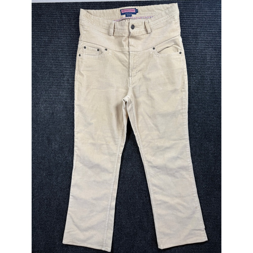 Vineyard Vines Womens Tan Corduroy Pants Straight Leg Stretch Size 8 Preppy